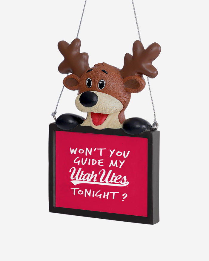 Utah Utes Reindeer With Sign Ornament FOCO - FOCO.com