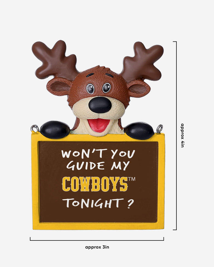 Wyoming Cowboys Reindeer With Sign Ornament FOCO - FOCO.com