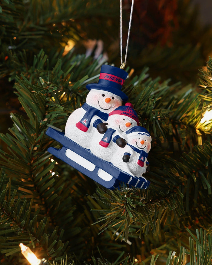Arizona Wildcats Sledding Snowmen Ornament FOCO - FOCO.com