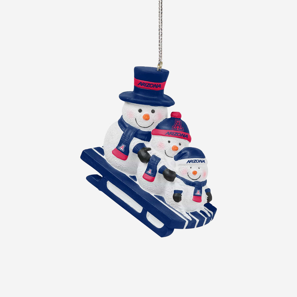 Arizona Wildcats Sledding Snowmen Ornament FOCO - FOCO.com