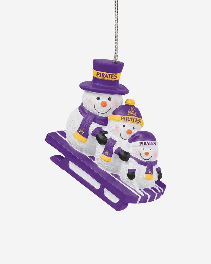 East Carolina Pirates Sledding Snowmen Ornament FOCO - FOCO.com