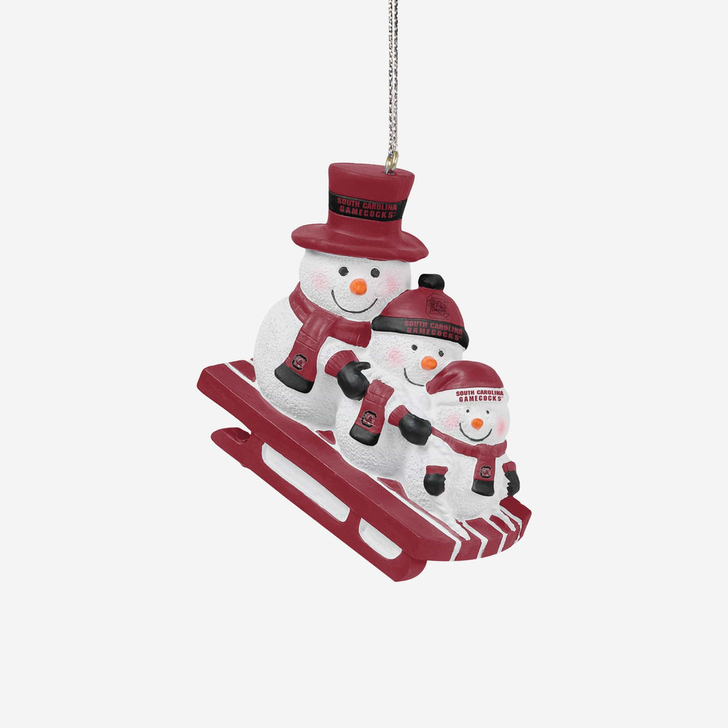 South Carolina Gamecocks Sledding Snowmen Ornament FOCO - FOCO.com