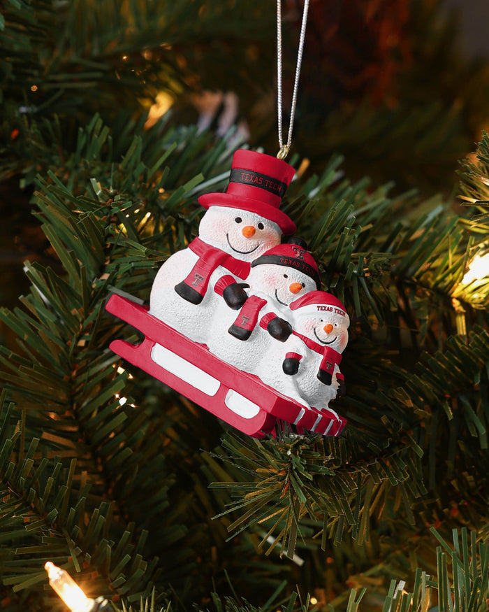 Texas Tech Red Raiders Sledding Snowmen Ornament FOCO - FOCO.com