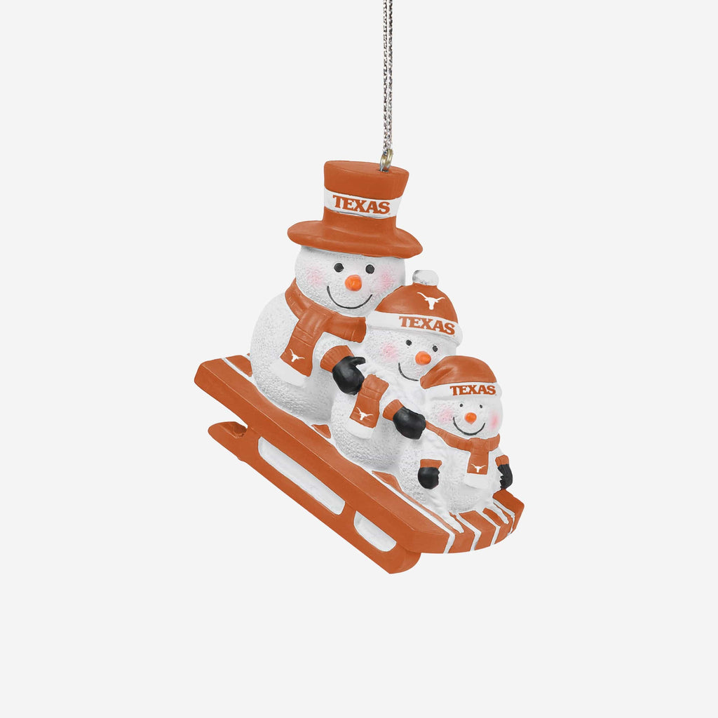 Texas Longhorns Sledding Snowmen Ornament FOCO - FOCO.com