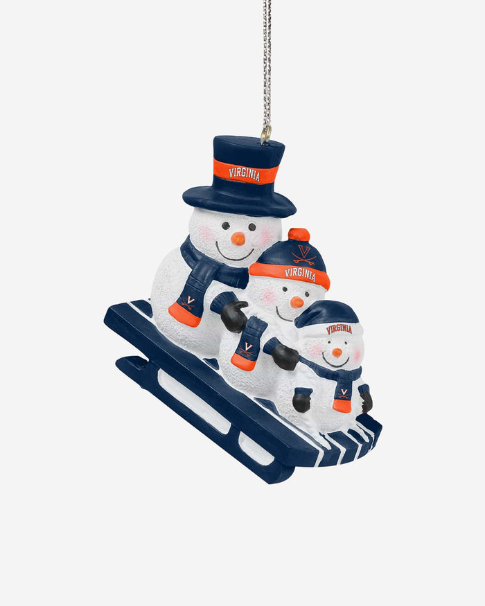 Virginia Cavaliers Sledding Snowmen Ornament FOCO - FOCO.com