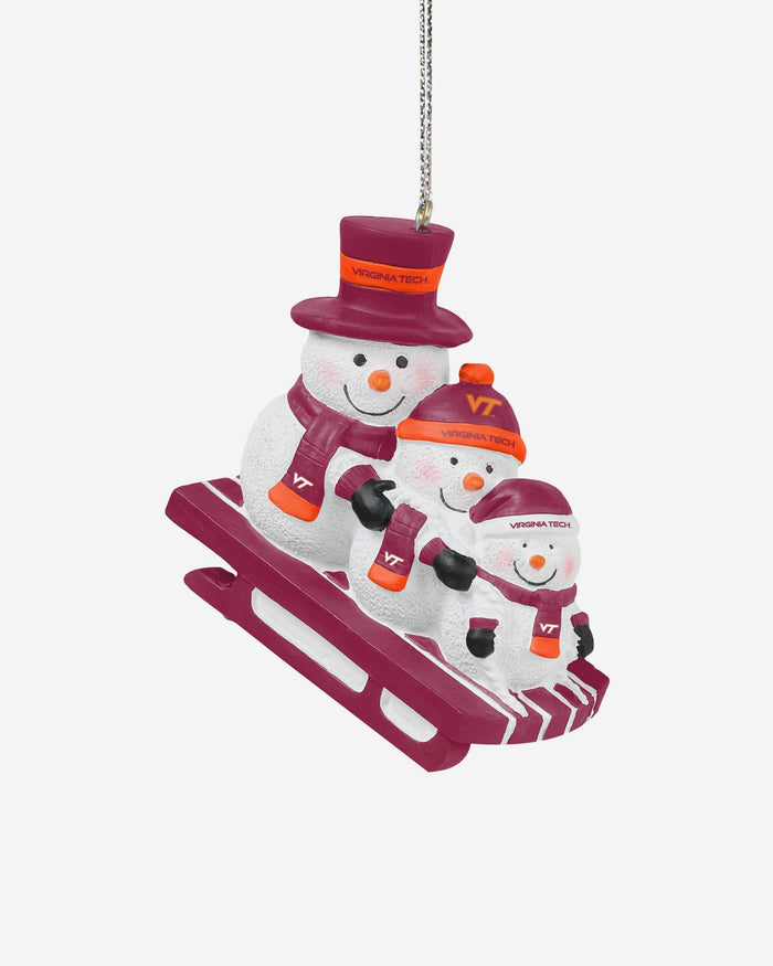 Virginia Tech Hokies Sledding Snowmen Ornament FOCO - FOCO.com