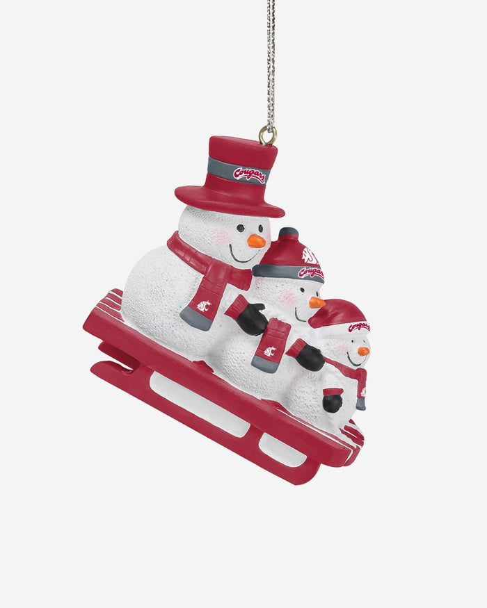 Washington State Cougars Sledding Snowmen Ornament FOCO - FOCO.com