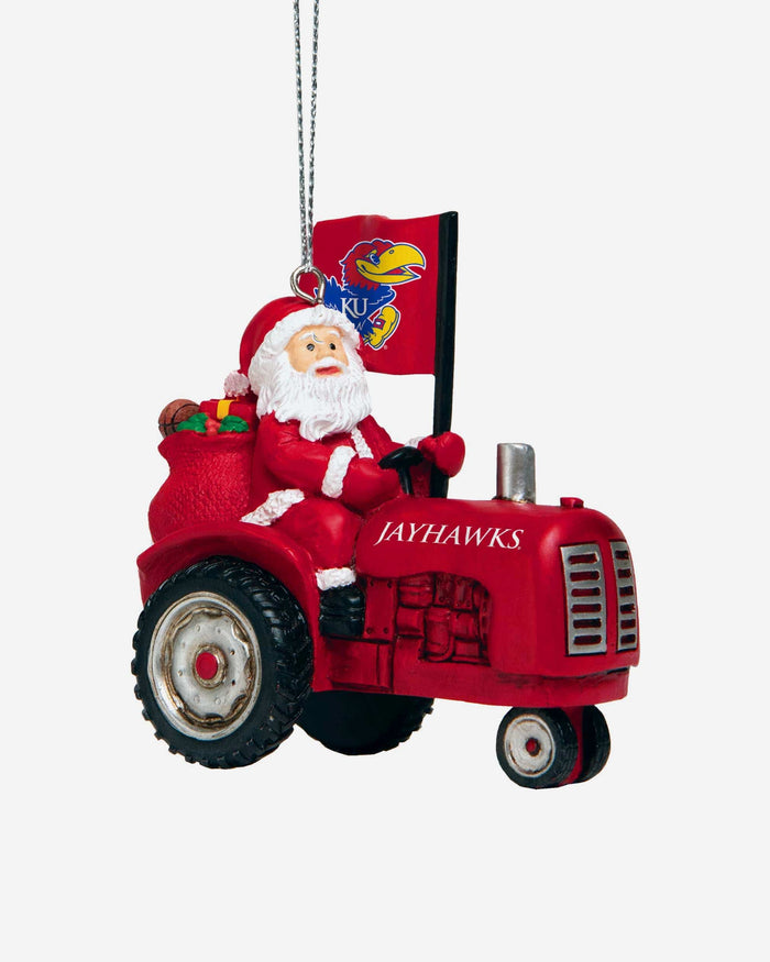 Kansas Jayhawks Santa Riding Tractor Ornament FOCO - FOCO.com