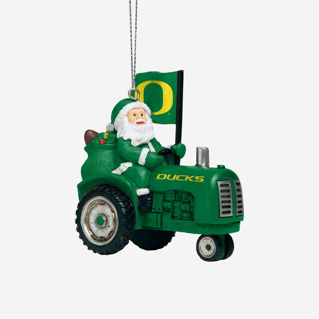 Oregon Ducks Santa Riding Tractor Ornament FOCO - FOCO.com