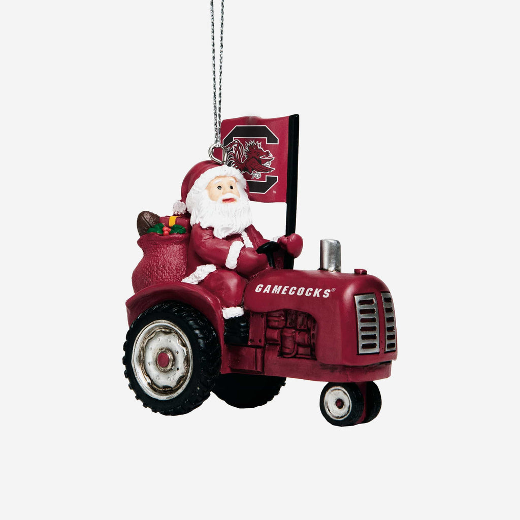 South Carolina Gamecocks Santa Riding Tractor Ornament FOCO - FOCO.com