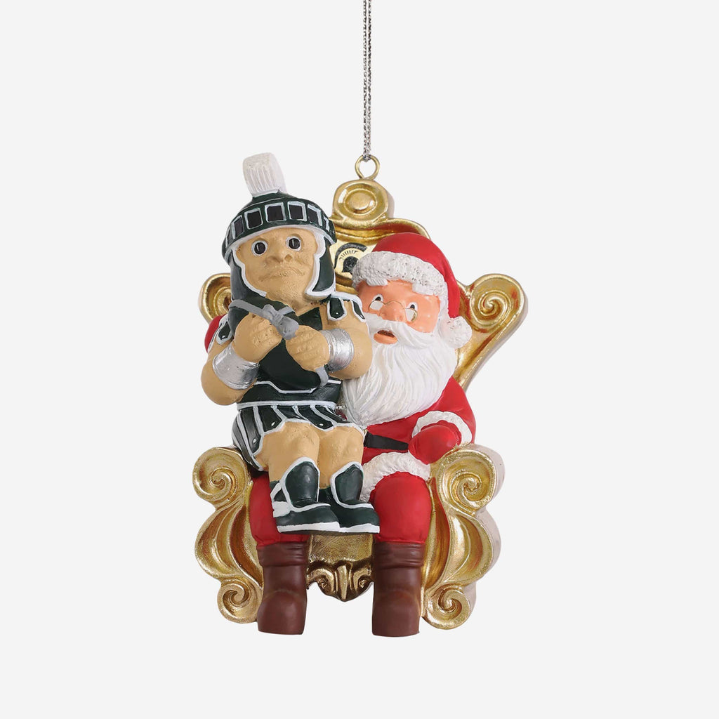 Sparty Michigan State Spartans Mascot On Santa's Lap Ornament Foco - FOCO.com