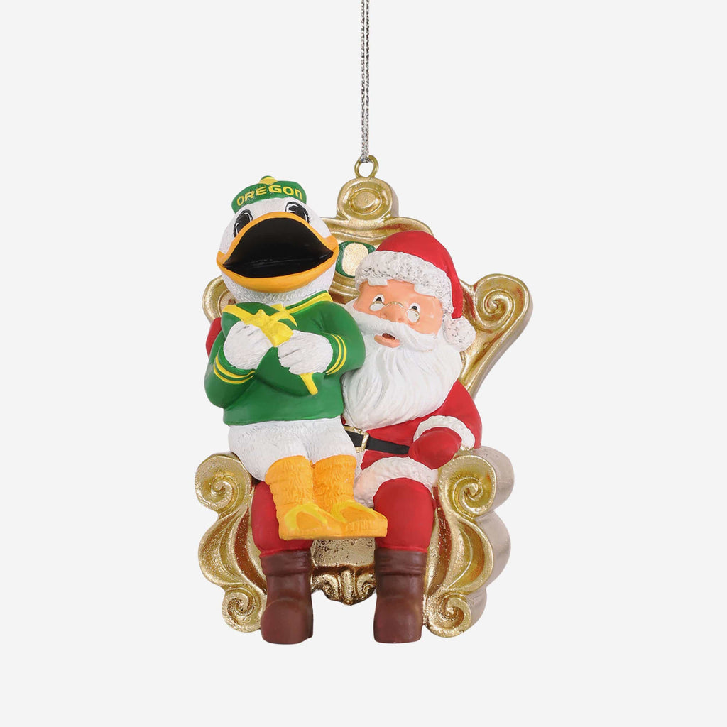 The Duck Oregon Ducks Mascot On Santa's Lap Ornament Foco - FOCO.com