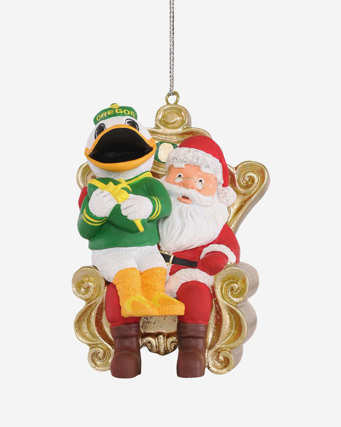 The Duck Oregon Ducks Mascot On Santa's Lap Ornament Foco - FOCO.com