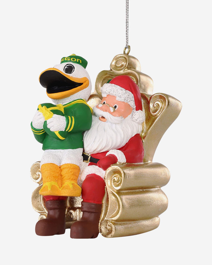 The Duck Oregon Ducks Mascot On Santa's Lap Ornament Foco - FOCO.com