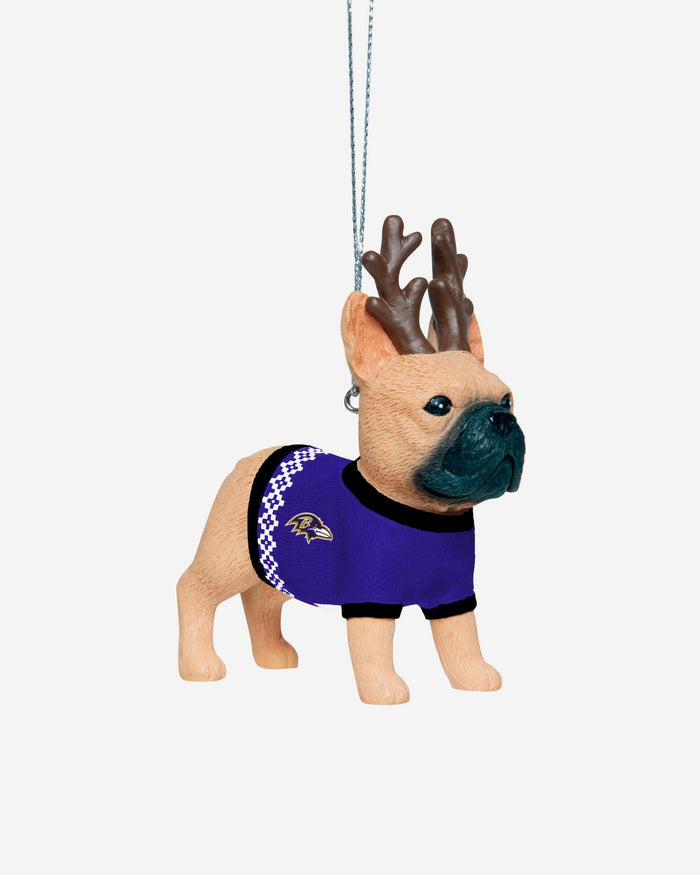 Baltimore Ravens French Bulldog Wearing Sweater Ornament FOCO - FOCO.com