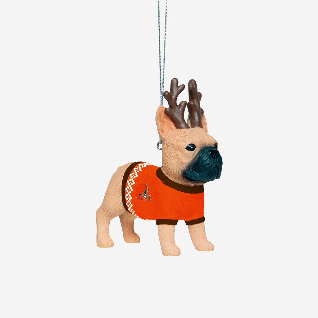 Cleveland Browns French Bulldog Wearing Sweater Ornament FOCO - FOCO.com