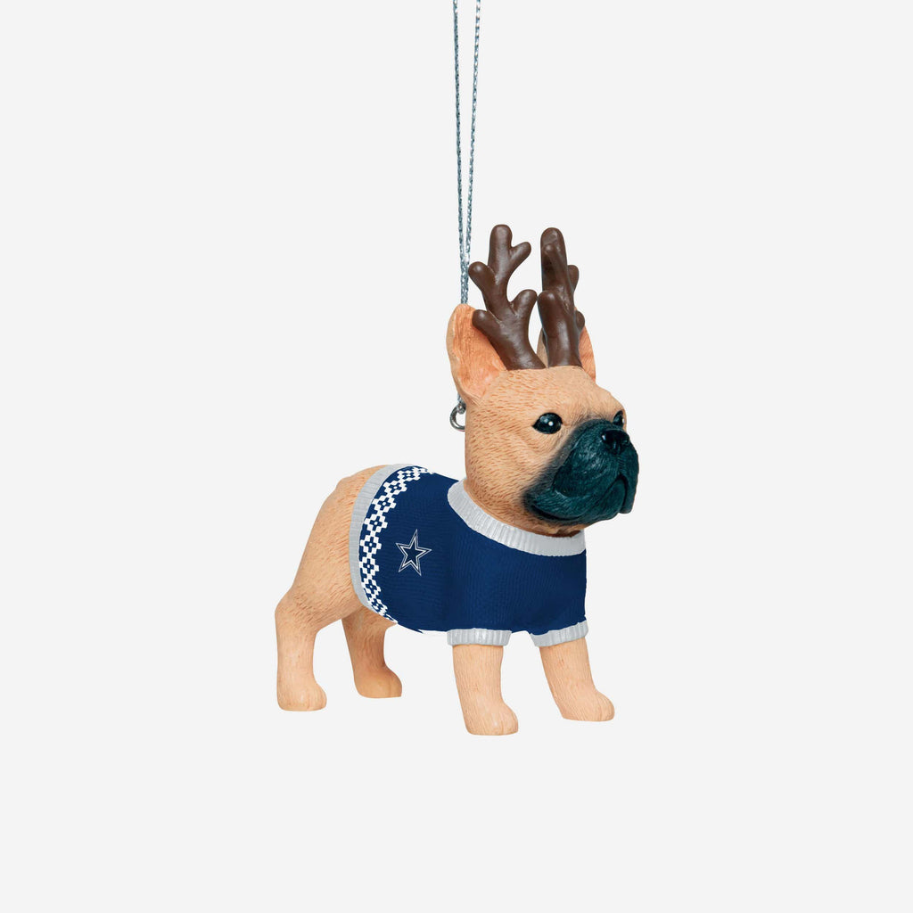 Dallas Cowboys French Bulldog Wearing Sweater Ornament FOCO - FOCO.com