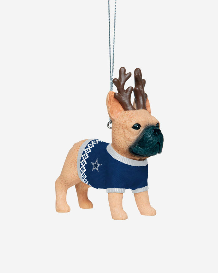 Dallas Cowboys French Bulldog Wearing Sweater Ornament FOCO - FOCO.com