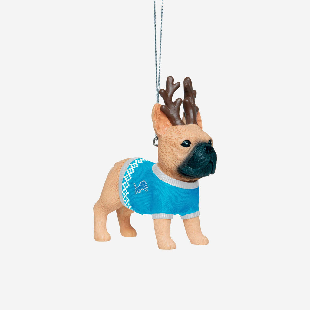 Detroit Lions French Bulldog Wearing Sweater Ornament FOCO - FOCO.com