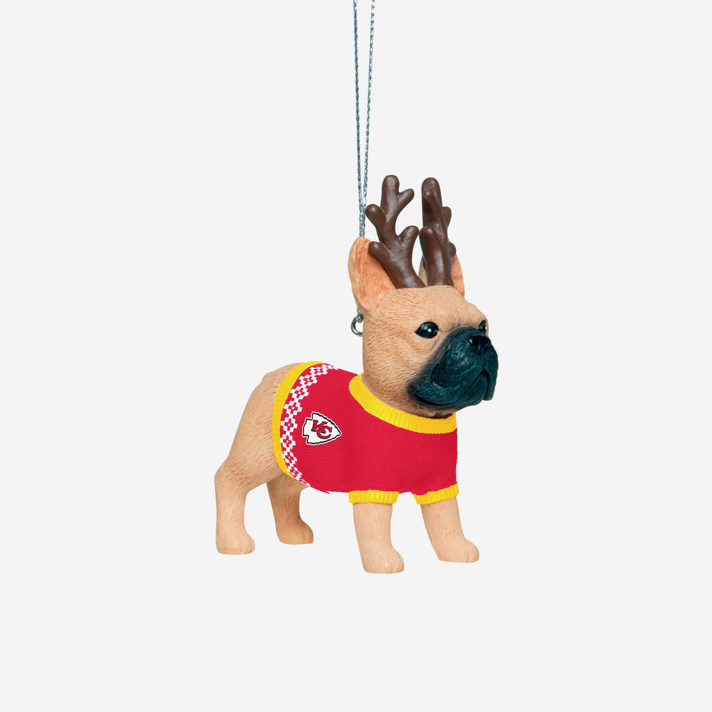 Kansas City Chiefs French Bulldog Wearing Sweater Ornament FOCO - FOCO.com