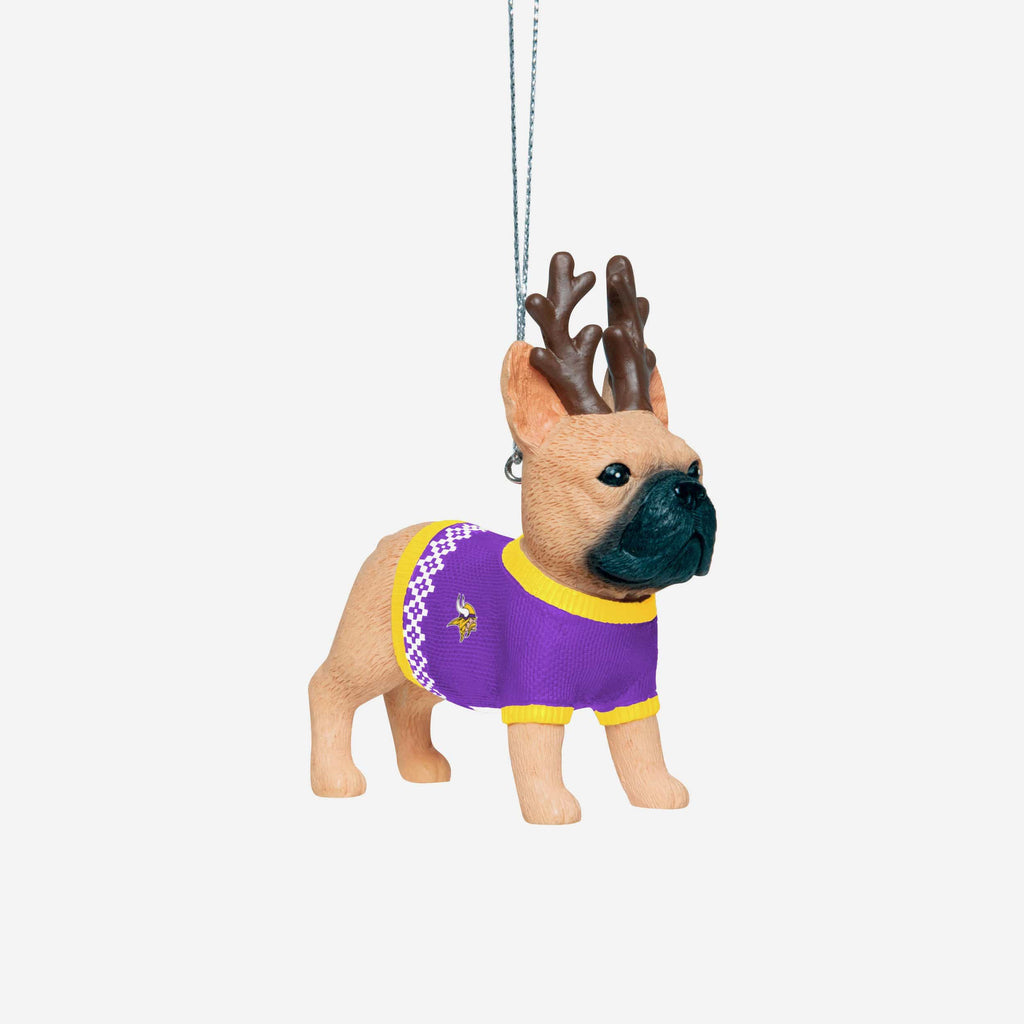 Minnesota Vikings French Bulldog Wearing Sweater Ornament FOCO - FOCO.com