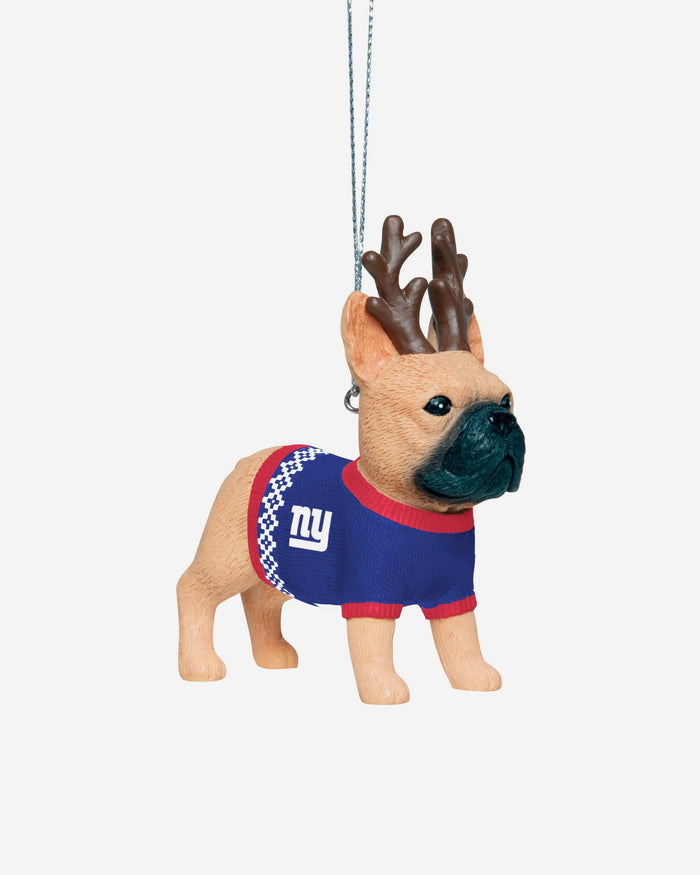 New York Giants French Bulldog Wearing Sweater Ornament FOCO - FOCO.com