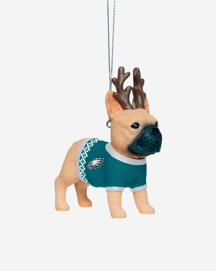 Philadelphia Eagles French Bulldog Wearing Sweater Ornament FOCO - FOCO.com