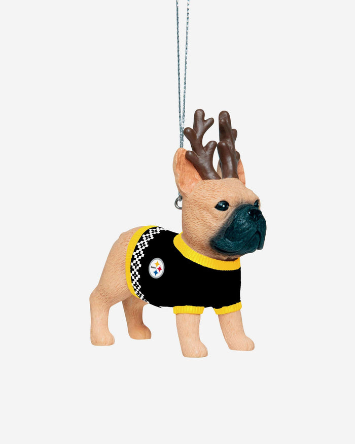 Pittsburgh Steelers French Bulldog Wearing Sweater Ornament FOCO - FOCO.com