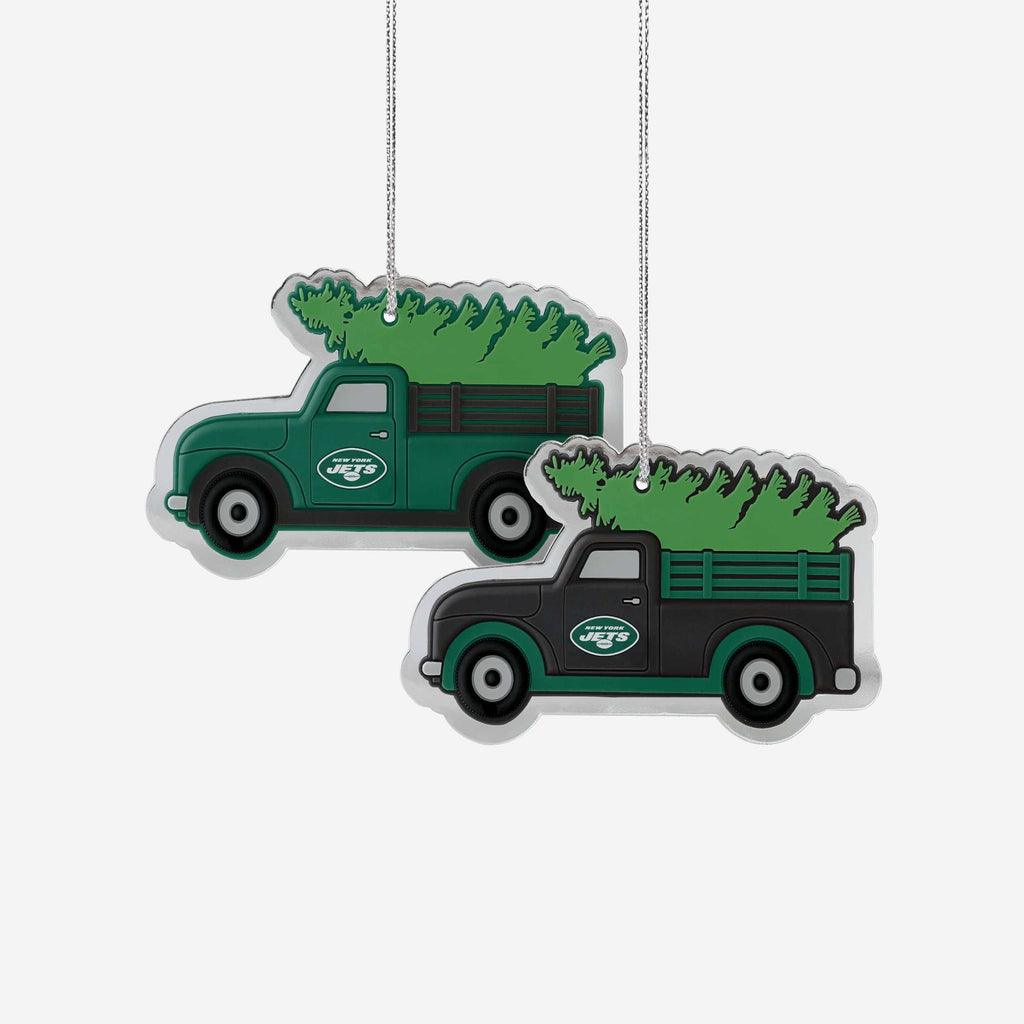 New York Jets 2 Pack Flat Metal Truck Ornaments FOCO - FOCO.com