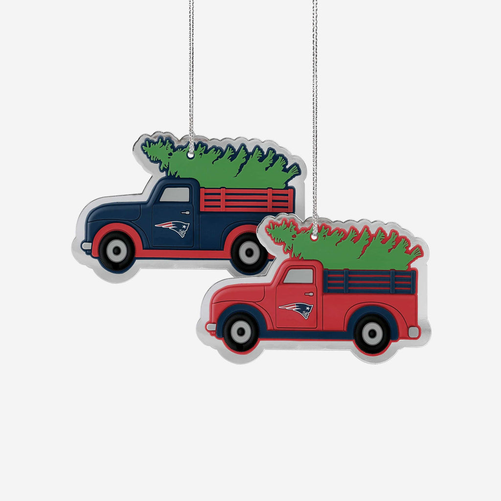 New England Patriots 2 Pack Flat Metal Truck Ornaments FOCO - FOCO.com