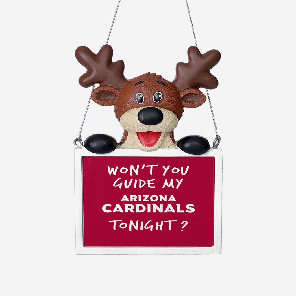 Arizona Cardinals Reindeer With Sign Ornament Foco - FOCO.com