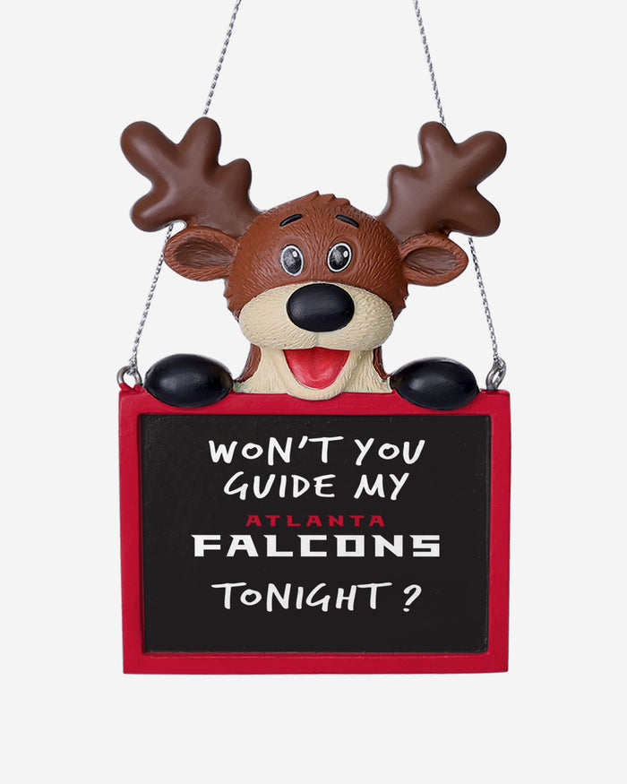 Atlanta Falcons Reindeer With Sign Ornament FOCO - FOCO.com