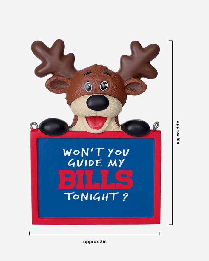 Buffalo Bills Reindeer With Sign Ornament FOCO - FOCO.com