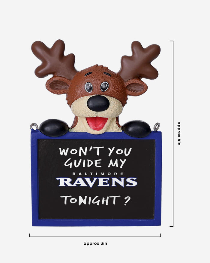 Baltimore Ravens Reindeer With Sign Ornament FOCO - FOCO.com