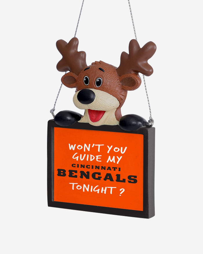 Cincinnati Bengals Reindeer With Sign Ornament FOCO - FOCO.com