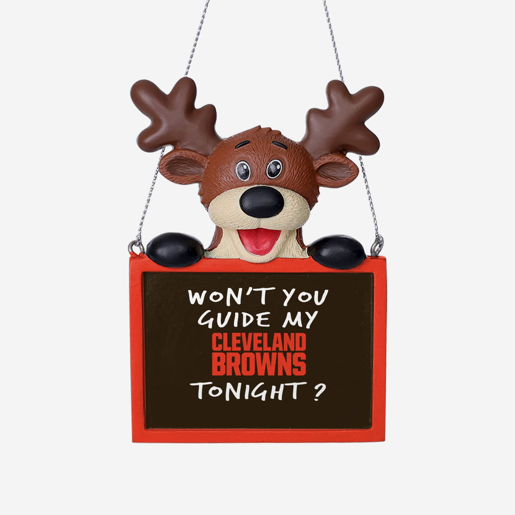 Cleveland Browns Reindeer With Sign Ornament FOCO - FOCO.com