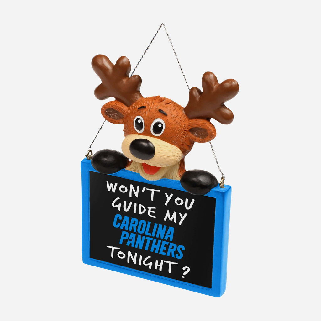 Carolina Panthers Reindeer With Sign Ornament FOCO - FOCO.com