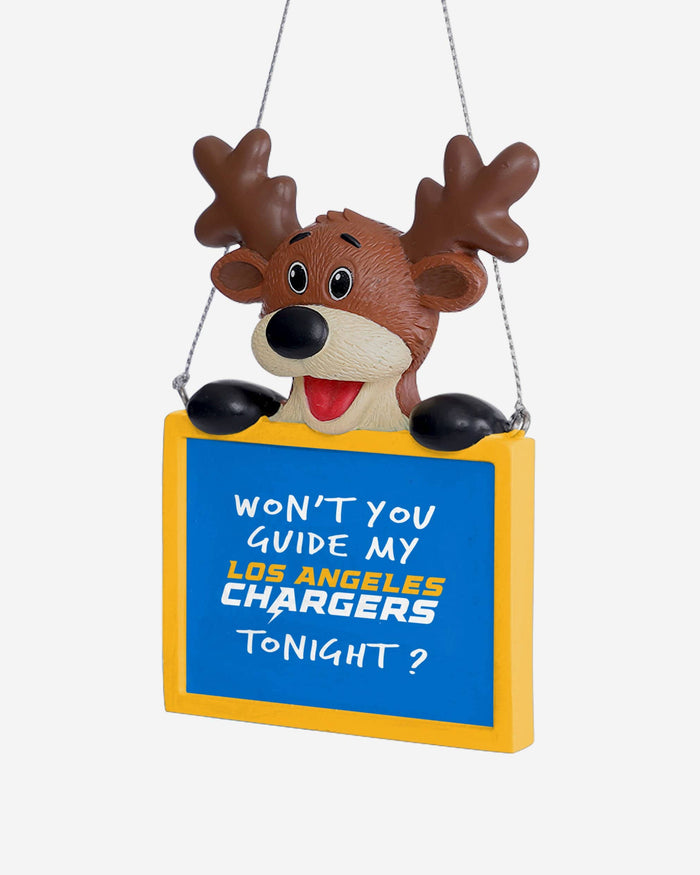 Los Angeles Chargers Reindeer With Sign Ornament FOCO - FOCO.com