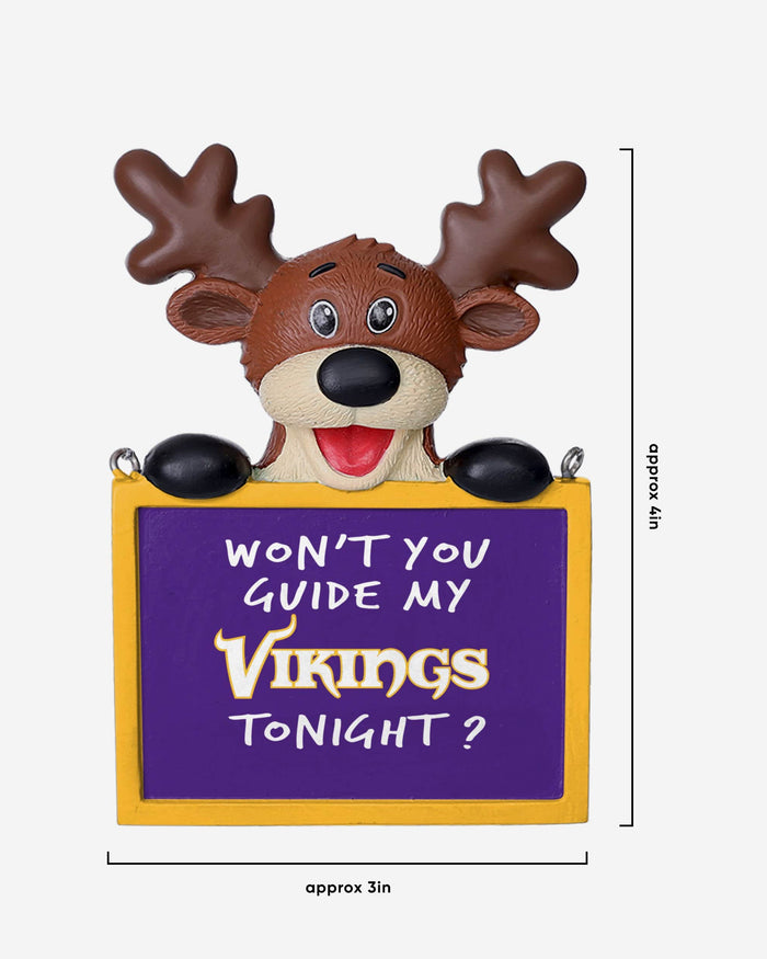 Minnesota Vikings Reindeer With Sign Ornament FOCO - FOCO.com