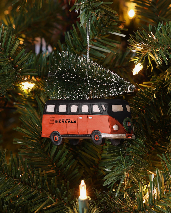 Cincinnati Bengals Retro Bus With Tree Ornament Foco - FOCO.com