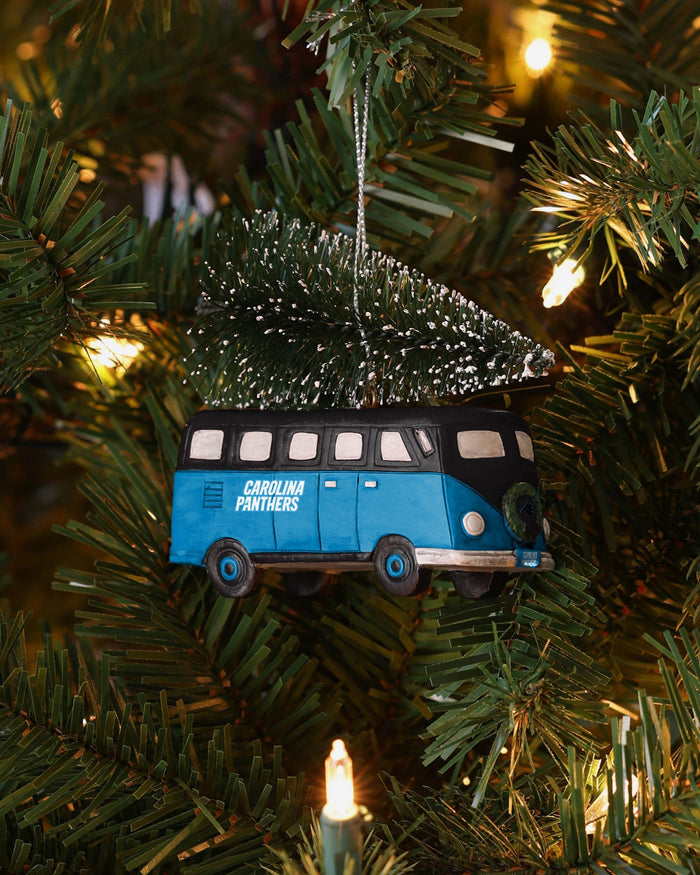 Carolina Panthers Retro Bus With Tree Ornament Foco - FOCO.com