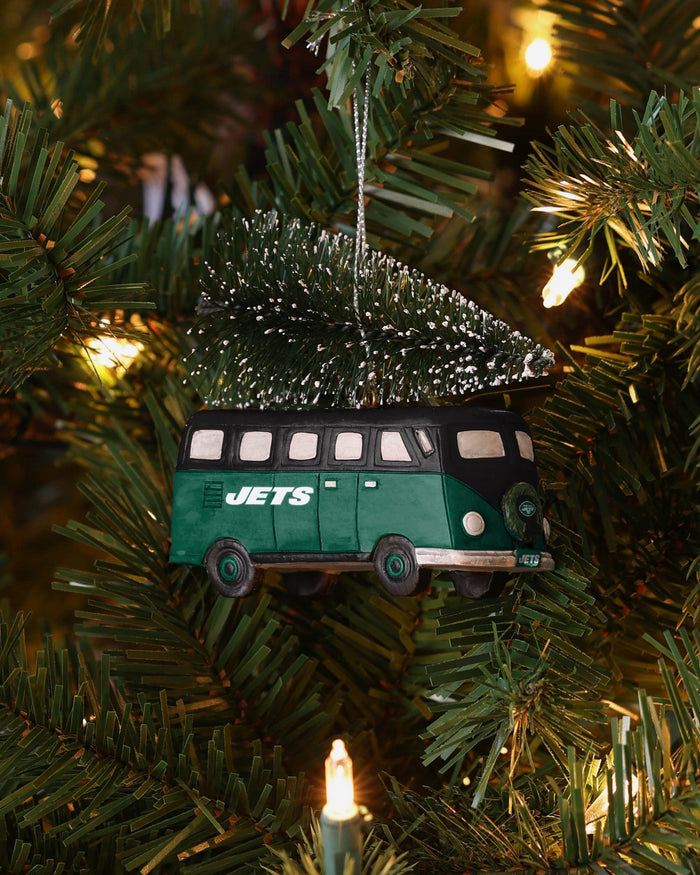 New York Jets Retro Bus With Tree Ornament Foco - FOCO.com