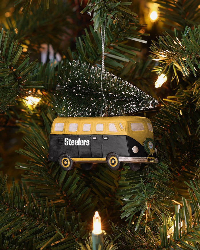 Pittsburgh Steelers Retro Bus With Tree Ornament FOCO - FOCO.com
