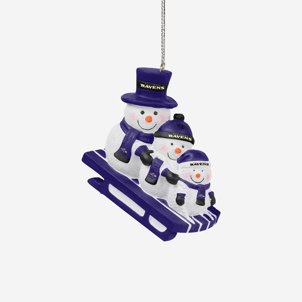 Baltimore Ravens Sledding Snowmen Ornament FOCO - FOCO.com