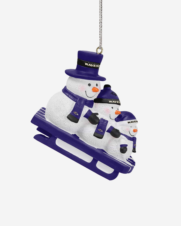 Baltimore Ravens Sledding Snowmen Ornament FOCO - FOCO.com