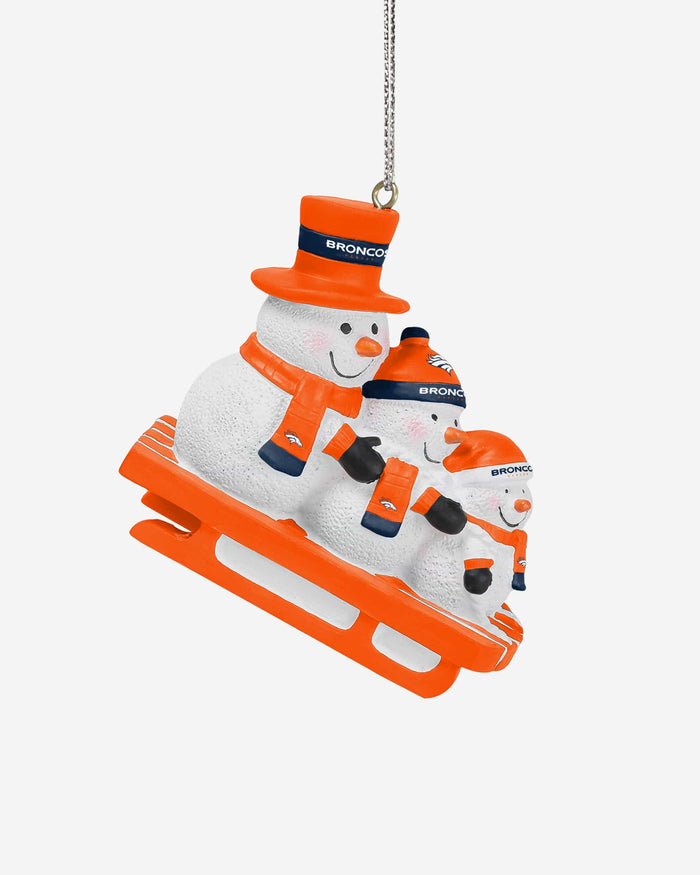 Denver Broncos Sledding Snowmen Ornament FOCO - FOCO.com