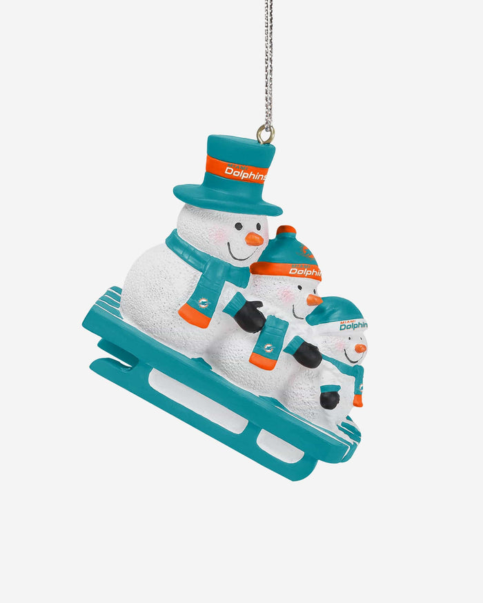 Miami Dolphins Sledding Snowmen Ornament FOCO - FOCO.com