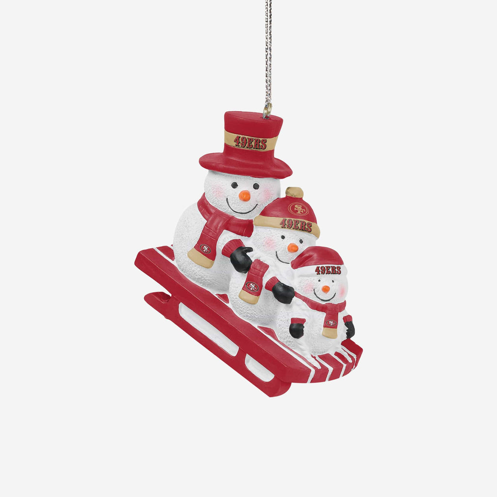 San Francisco 49ers Sledding Snowmen Ornament FOCO - FOCO.com