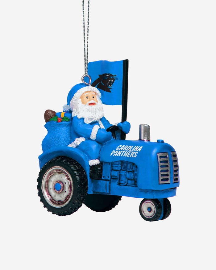 Carolina Panthers Santa Riding Tractor Ornament FOCO - FOCO.com