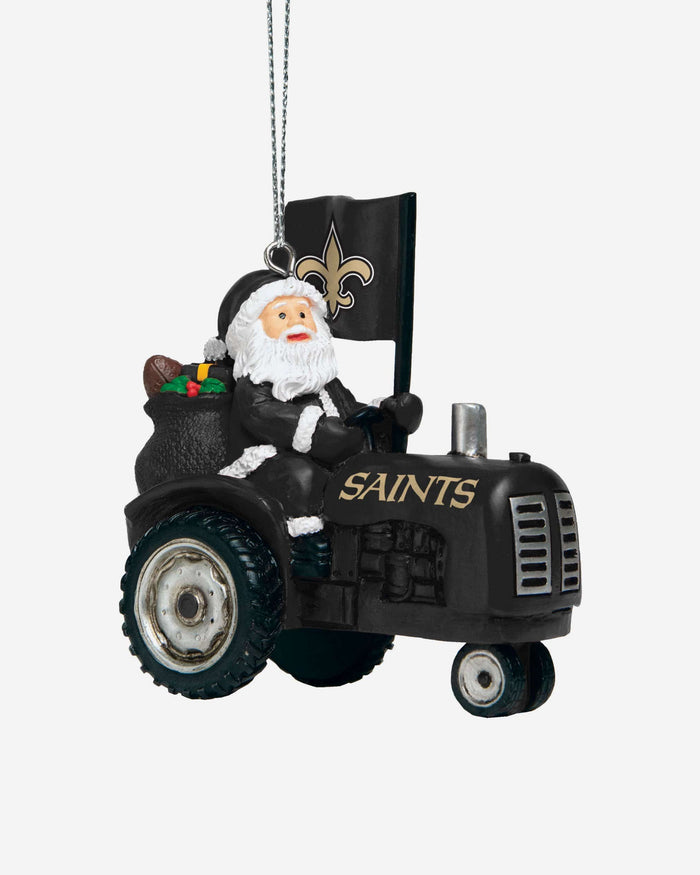 New Orleans Saints Santa Riding Tractor Ornament FOCO - FOCO.com